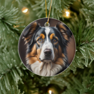 Australischer Schäferhund Schafhund Weihnachtsschm Keramik Ornament