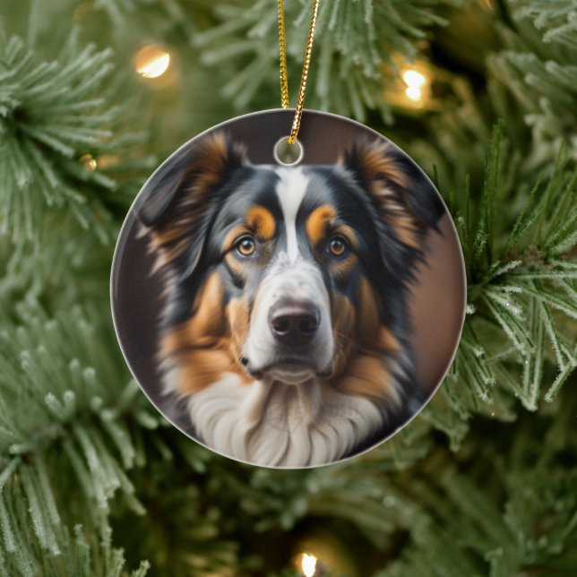 Australischer Schäferhund Schafhund Weihnachtsschm Keramik Ornament (Baum)