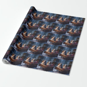 Australischer Schäferhund Schnee-Schlitten Weihnac Geschenkpapier