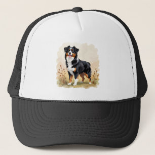 Australischer Schäferhund Schwarz Tricolor Aussie Truckerkappe