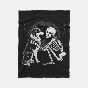 Australischer Schäferhund Skelett Mond Halloween H Fleecedecke