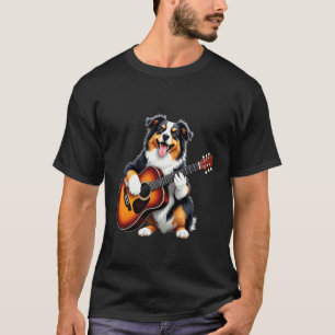 Australischer Schäferhund spielt lustig Gitarre Au T-Shirt