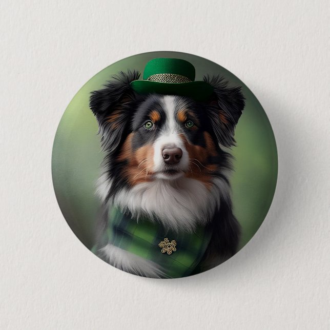 Australischer Schäferhund St. Patrick Button (Vorderseite)