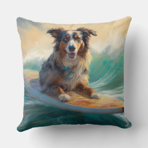 Australischer Schäferhund Strand Surfen Malerei Kissen