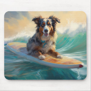 Australischer Schäferhund Strand Surfen Malerei Mousepad