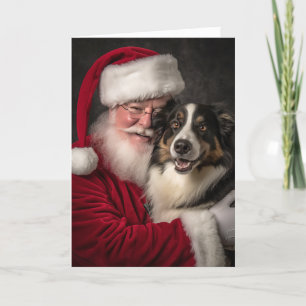 Australischer Schäferhund und Santa Feiertagskarte