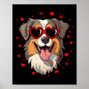 Australischer Schäferhund Valentinsherz Süßer Hund Poster
