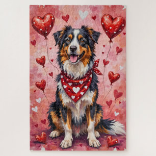 Australischer Schäferhund Valentinstag Hund Kunst  Puzzle