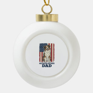 Australischer Schäferhund Vater Patriotisch Retro Keramik Kugel-Ornament