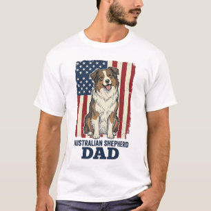Australischer Schäferhund Vater Patriotisch Retro  T-Shirt