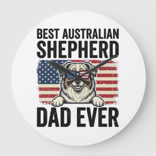 Australischer Schäferhund-Vater Patriotisch Vintag Große Wanduhr