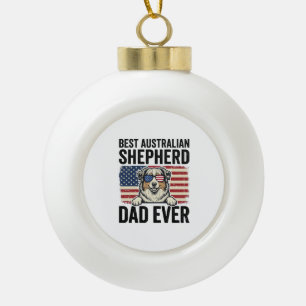 Australischer Schäferhund-Vater Patriotisch Vintag Keramik Kugel-Ornament