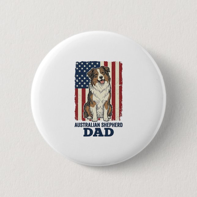 Australischer Schäferhund Vater Patriotisches Vint Button (Vorderseite)