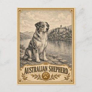 Australischer Schäferhund, Vintage Heritage Hund Postkarte