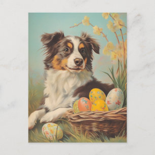 Australischer Schäferhund Vintage Ostern Postkarte