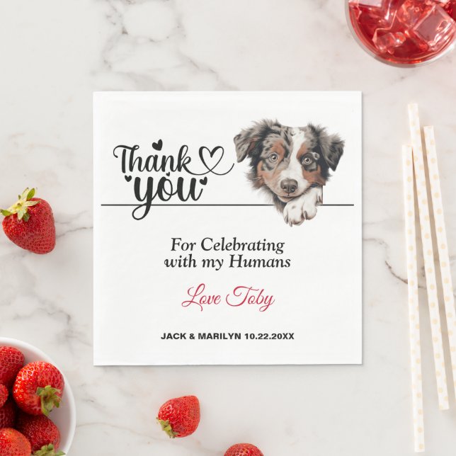 Australischer Schäferhund Wedding Cocktail Serviette (Beispiel)