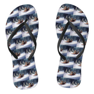 Australischer Schäferhund Weihnachten Schnee Winte Flip Flops