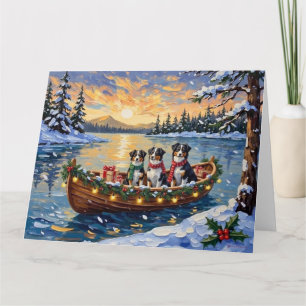 Australischer Schäferhund Weihnachtsboot Urlaub Karte
