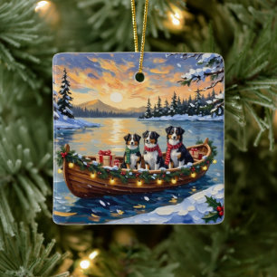 Australischer Schäferhund Weihnachtsboot Urlaub Keramikornament