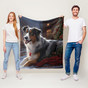 Australischer Schäferhund Weihnachtsfestzeit Fleecedecke