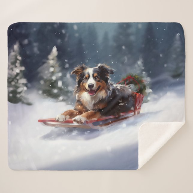 Australischer Schäferhund Weihnachtsschnee im Wint Sherpadecke (Vorderseite (Horizontal))