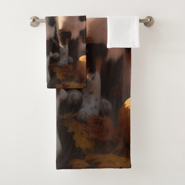 Australischer Schäferhund Welpe Autumn Delight Pum Badhandtuch Set (Insitu)