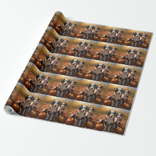 Australischer Schäferhund Welpe Autumn Delight Pum Geschenkpapier