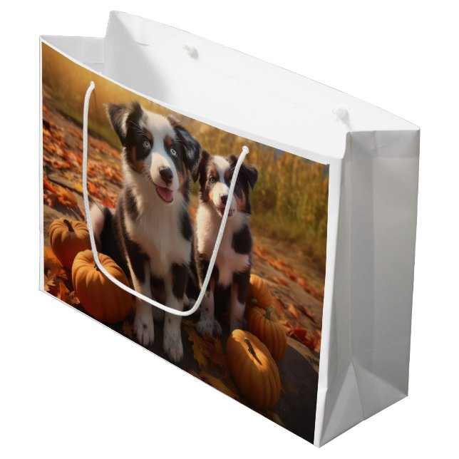 Australischer Schäferhund Welpe Autumn Delight Pum Große Geschenktüte (Vorderseite Schrägansicht)