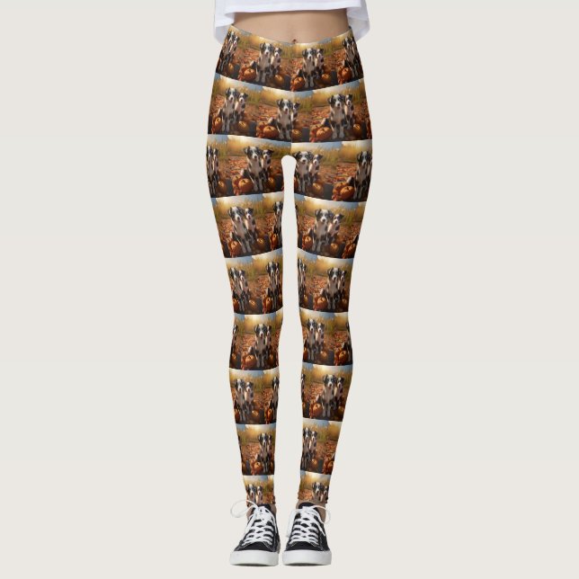 Australischer Schäferhund Welpe Autumn Delight Pum Leggings (Vorderseite)