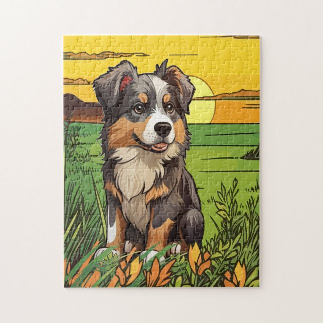 Australischer Schäferhund-Welpe Puzzle (Vertikal)