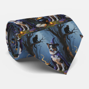 Australischer Schäferhund Whimsical Halloween Male Krawatte