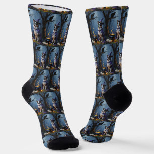 Australischer Schäferhund Whimsical Halloween Male Socken
