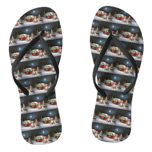 Australischer Schäferhund-Wohnwagen-Weihnachtsaben Flip Flops
