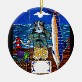Australischer Schepherd Marlin Fishing Keramik Ornament