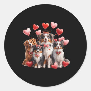 Australischer Shepherd Heart Valentinstag Couple M Runder Aufkleber