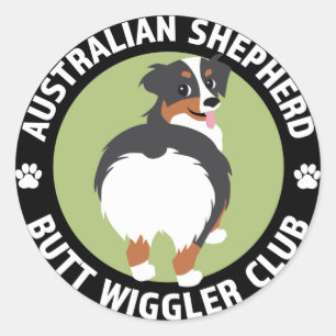 Australischer Shepherd Hintern Wiggler Club Runder Aufkleber