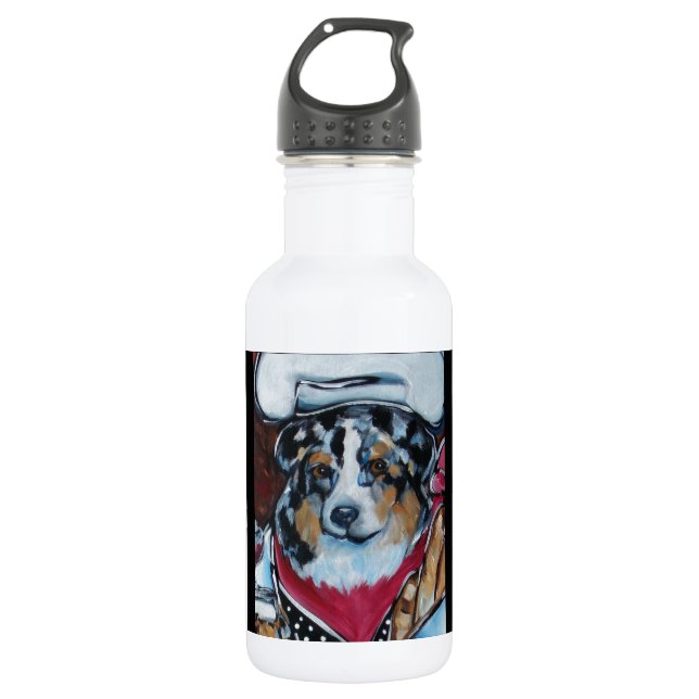 AUSTRALISCHER SHEPHERD-KOCH EDELSTAHLFLASCHE (Vorderseite)