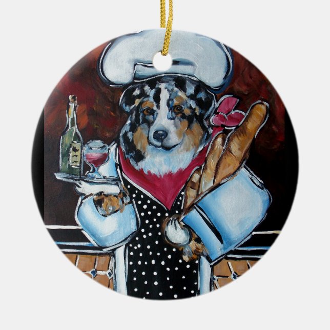 AUSTRALISCHER SHEPHERD-KOCH KERAMIK ORNAMENT (Vorne)