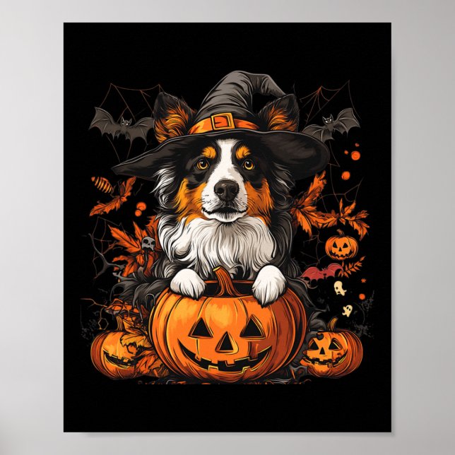 Australischer Shepherd Pumpkin Halloween-Erntedank Poster (Vorne)