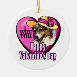 Australischer Shepherd-Valentinstag Keramik Ornament