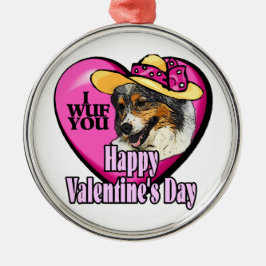 Australischer Shepherd-Valentinstag Ornament Aus Metall