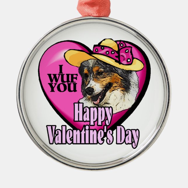 Australischer Shepherd-Valentinstag Ornament Aus Metall (Vorne)