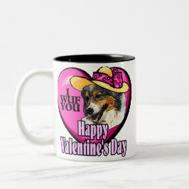 Australischer Shepherd-Valentinstag Zweifarbige Tasse