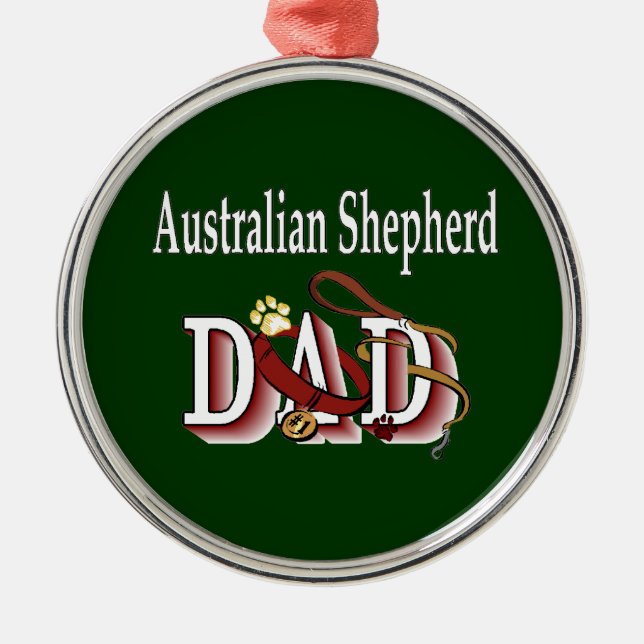 Australischer Shepherd-Vater Silbernes Ornament (Vorne)