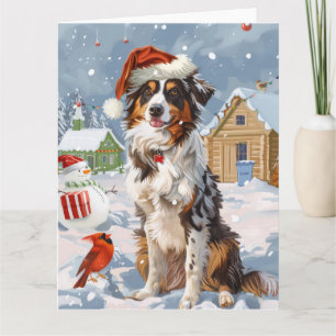 Australischer Shepherd Winter Wonderland Weihnacht Karte
