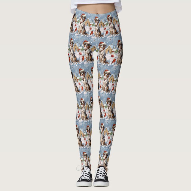 Australischer Shepherd Winter Wonderland Weihnacht Leggings (Vorderseite)