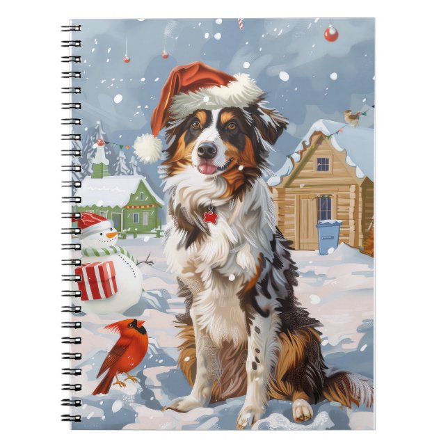 Australischer Shepherd Winter Wonderland Weihnacht Notizblock (Vorderseite)