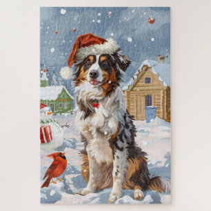 Australischer Shepherd Winter Wonderland Weihnacht Puzzle