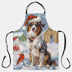Australischer Shepherd Winter Wonderland Weihnacht Schürze