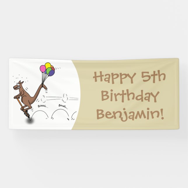 Australischer Spaß Kangaroo Cartoon Illustration Banner (Horizontal)